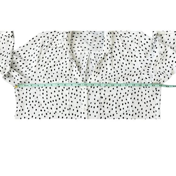Fortune + Ivy White Black Polka Dot Button-Down Womens Size L - Picture 5 of 7